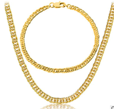 18K Gold Jewelry Set - Bracelet and Necklace