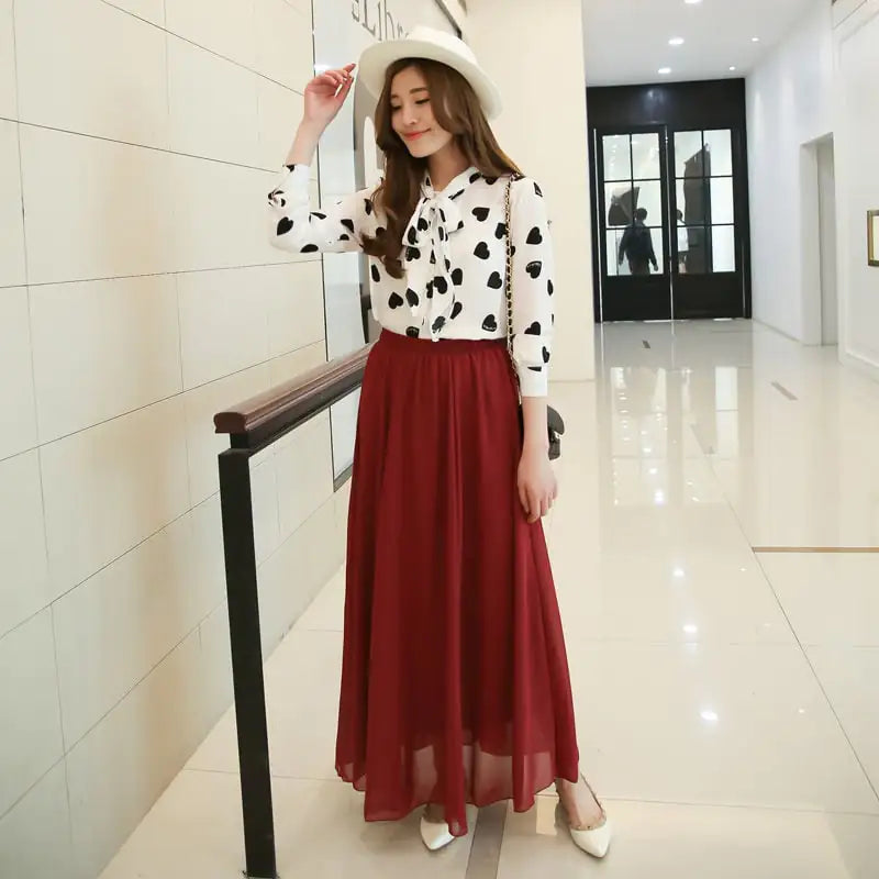 Half-Length Plus Size High Waist Chiffon Skirt