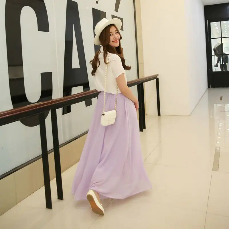 Half-Length Plus Size High Waist Chiffon Skirt
