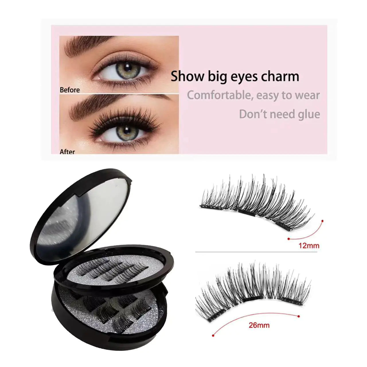 24P-3 Magnetic Lashes with Mirror - No Glue Needed