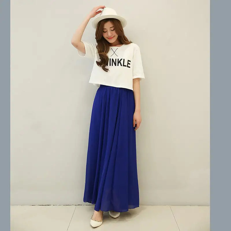 Half-Length Plus Size High Waist Chiffon Skirt