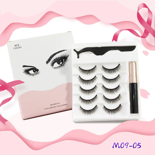 Magnetic Eyeliner Set with 5 Pairs of False Lashes